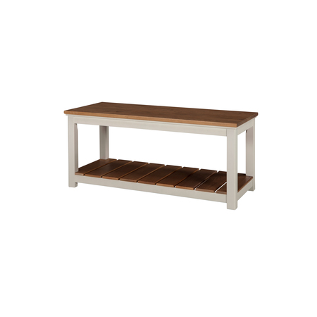 Alaterre Furniture Savannah Bench, Ivory with Natural Wood Top ASVA03IVW